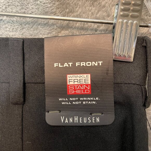 Van Heusen Men Flat Front Stretch Waist Wrinkle Free Stain Shield Pant 30x30 - Picture 8 of 11